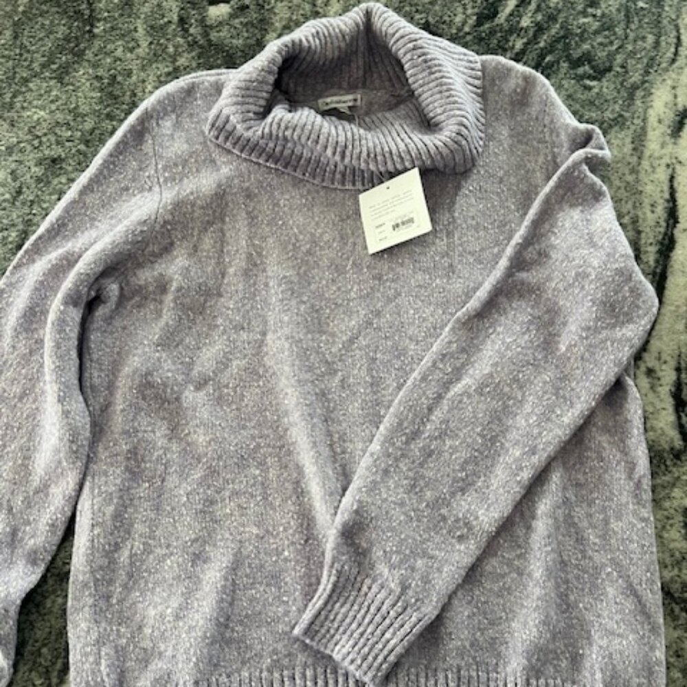 Croft & Barrow Cowl Neck Sweater Women XL Purple Marled Knit Long Sleeve NEW